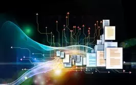 An abstract image of documents sharing